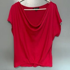 INC International Concepts Vibrant Red Drape Neck Blouse